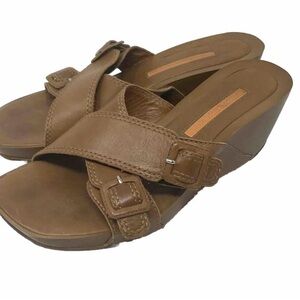 VIA SPIGA Brown Leather Wedge Sandal Women 6.5